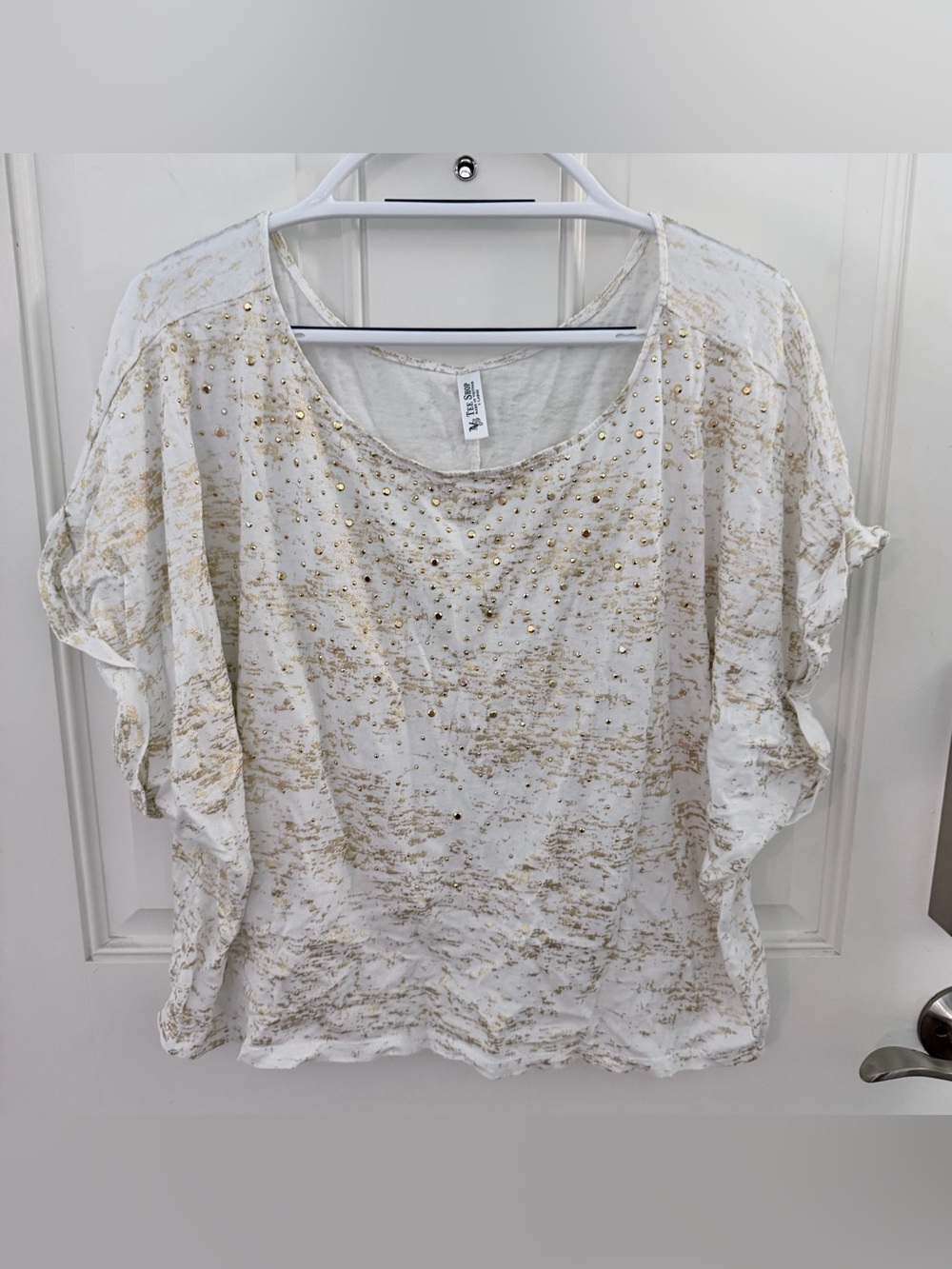 Victoria's Secret Tee Shop Y2K Studded Top XL | White Gold